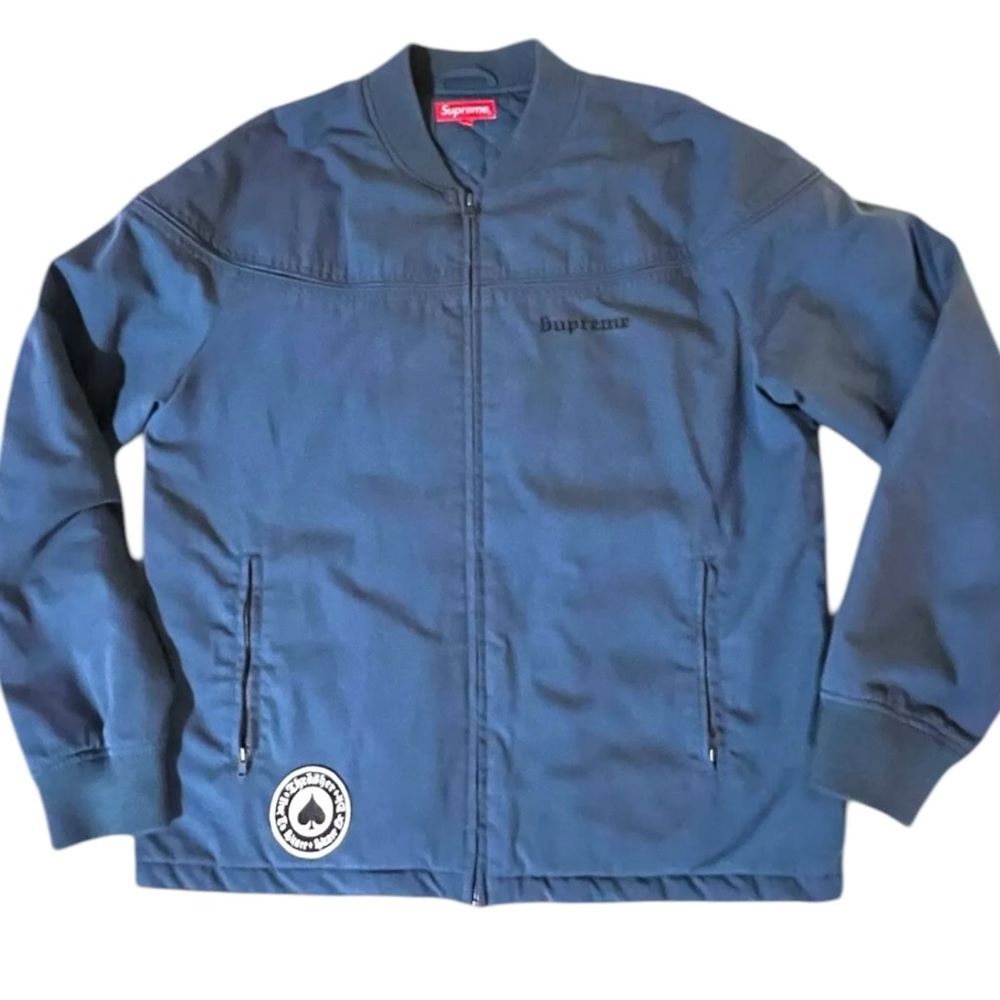 Supreme x Thrasher Skate And Destroy Blue Bomber Jacket Men's Size Medium